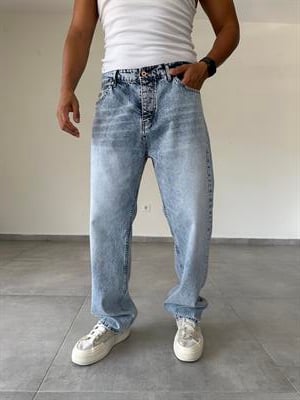 Yıkama Ve Eskitme Detaylı Baggy Kesim Kot Pantolon