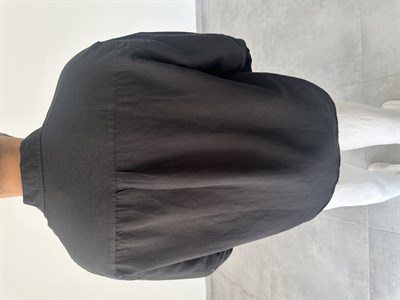 Ham Keten Oversize Kesim Siyah Renk Premium Keten Gömlek