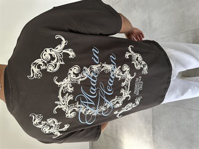 Füme Renk  Made İn Heaven Nakış Ve Baskılı Oversize T-Shirt
