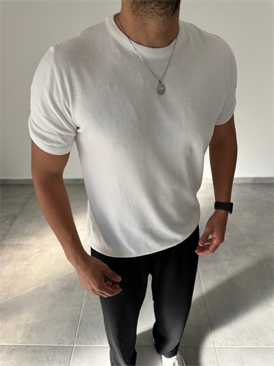 Beyaz Renk Premium Kalite Basic Triko T-Shirt
