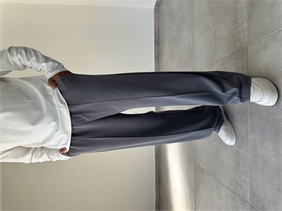 Füme Renk Kupra Kumaş Çımalı Baggy Pantolon