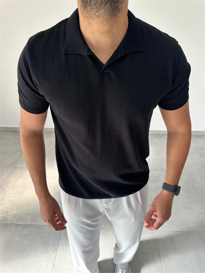 Polo Yaka Siyah Renk Triko T-Shirt