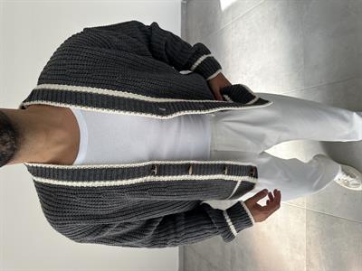 Gri Renk Oversize Kesim Vintage Tasarım Hırka