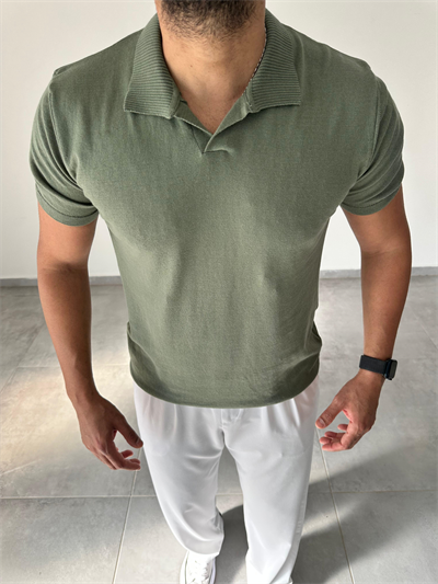 Polo Yaka Yeşil Renk Triko T-Shirt