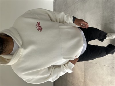 Beyaz Nocturna Pantch Ve Baskı Detaylı Premium Kapüşonlu Sweatshirt