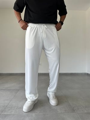 Beyaz Renk Oys Kumaş Rahat Kesim Baggy Pantolon