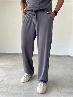 Füme Renk  Rahat Kesim Kupra Kumaş Baggy Pantolon