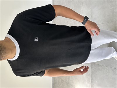 90s Nakış Detaylı Siyah Renk Retro T-Shirt