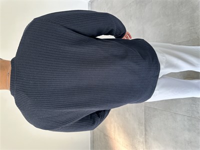 Lacivert Renk Düğme Detaylı İnce Sweatshirt