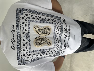 Bandana State Of Mind Nakış Ve Pantchlı  Beyaz Renk Oversize T-Shirt