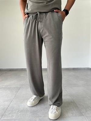 Haki Yeşil Renk  Rahat Kesim Kupra Kumaş Baggy Pantolon