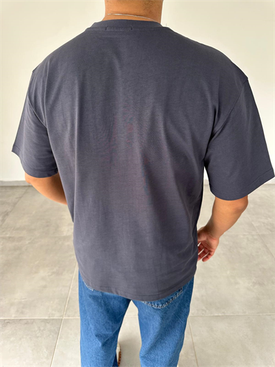 Antrasit Renk Oversize Kesim Basic T-Shirt