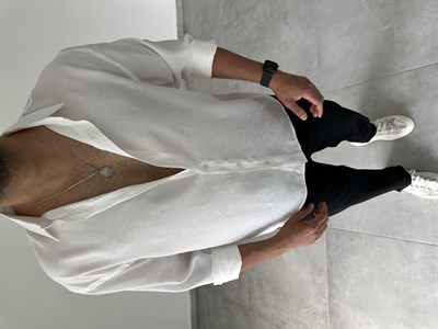 Beyaz Renk Modal Kumaş Oversize Basic Gömlek