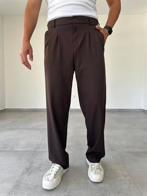 Kahve Renk Basic Baggy Kumaş Pantolon
