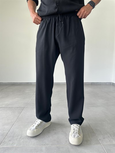 Modal Kumaş Siyah Renk Basic Baggy Pantolon