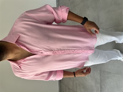 Pembe Renk Modal Kumaş Oversize Kesim Basic Gömlek