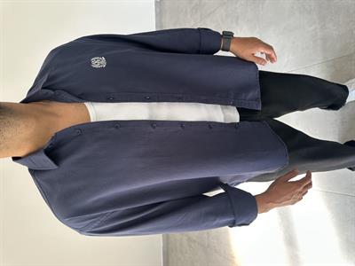 Heritage Nakışlı Lacivert Renk Oversize Oxford Gömlek