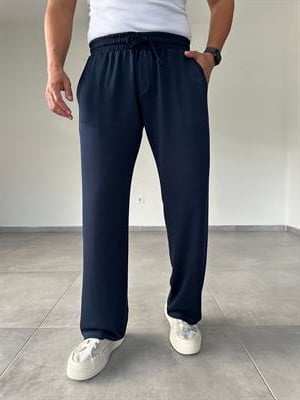 Lacivert Renk Modal Kumaş Basic Baggy Pantolon