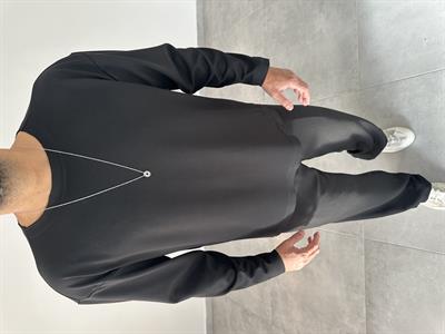 Siyah Renk Oys Kumaş Oversize Kesim Sweatshirt