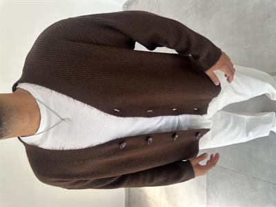 Kahve Renk Oversize Kesim Örme Triko Ceket