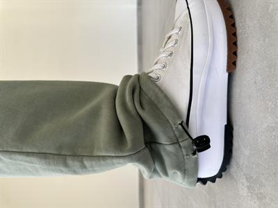 Yeşil Renk Yıkamalı Kumaş Paça Kısmı Stoperli Baggy Eşofman