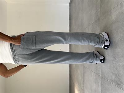 Gri Renk Yıkamalı Kumaş Paça Kısmı Stoperli Baggy Eşofman