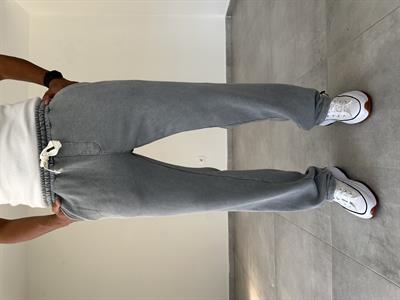 Gri Renk Yıkamalı Kumaş Paça Kısmı Stoperli Baggy Eşofman