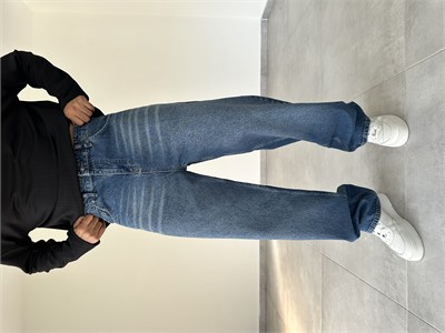 Eskitme Detaylı Rahat Kesim Baggy Kot Pantolon