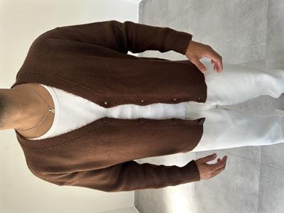 Kahve Renk Örme Basic Oversize Hırka