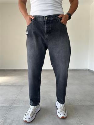 Antrasit Renk Yırtık Detaylı Boyfriend Kesim Kot Pantolon