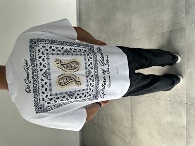 Bandana State Of Mind Nakış Ve Pantchlı  Beyaz Renk Oversize T-Shirt
