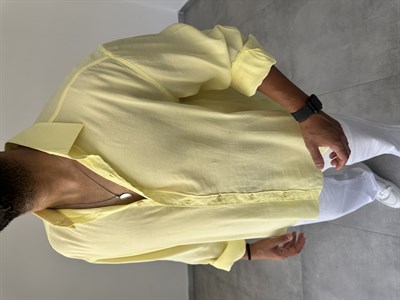 Sarı Renk Modal Kumaş Oversize Kesim Basic Gömlek