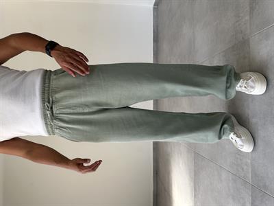 Yeşil Renk Gabardin Kumaş Bol Kesim Baggy Pantolon