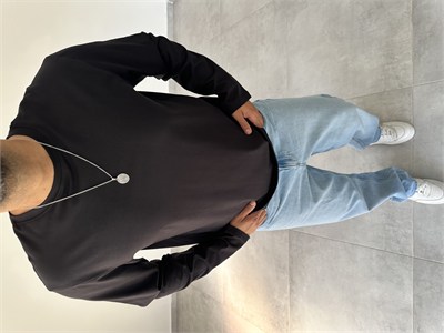 Siyah Renk Rahat Kesim Yüksek Kalite Basic Sweatshirt