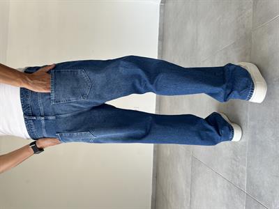 Mavi Renk Yıkama Detaylı Baggy Kesim Kot Pantolon