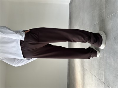 Kahve Renk Modal Kumaş Ön Kısmı Çımalı Basic Baggy Pantolon