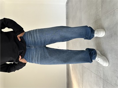 Eskitme Detaylı Rahat Kesim Baggy Kot Pantolon