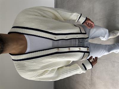 Ekru Renk Oversize Kesim Vintage Tasarım Hırka