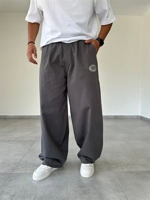 Füme Renk 1974 Baskı Detaylı Ekstra Bol Gabardin Baggy