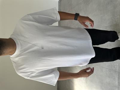 Beyaz Renk Yıkamalı Oversize T-Shirt