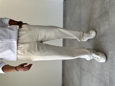 Gabardin Kumaş Bej Renk Rahat Kesim İnce Baggy Pantolon