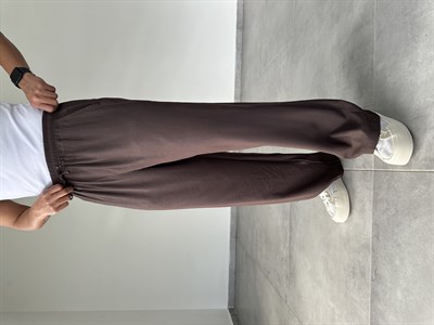 Modal Kumaş Çift Cep Detaylı Kahve Renk Basic Baggy Pantolon