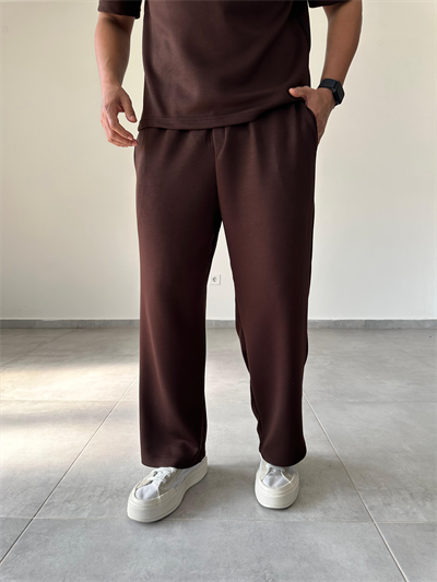 Modal Kumaş Kahve Renk Rahat Kesim Baggy Pantolon