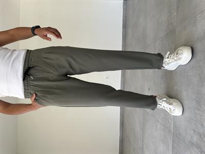 Haki Yeşil Renk Ön Kısmı Pile Detaylı Double Paça Kumaş Pantolon