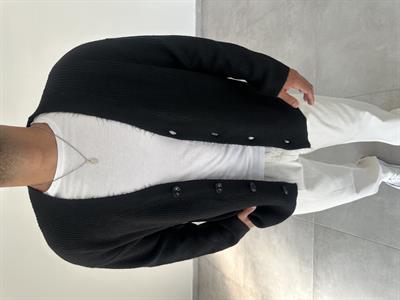Siyah Renk Oversize Kesim Örme Triko Ceket