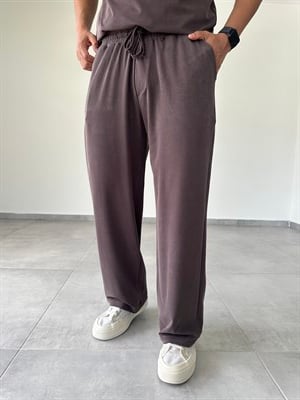 Kahve Renk  Rahat Kesim Kupra Kumaş Baggy Pantolon