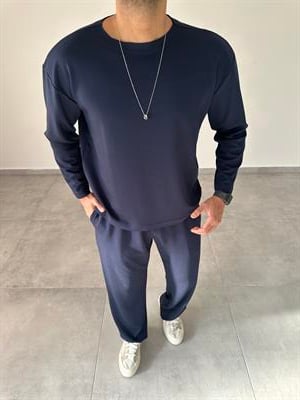 Lacivert Renk Oys Kumaş Oversize Kesim Sweatshirt