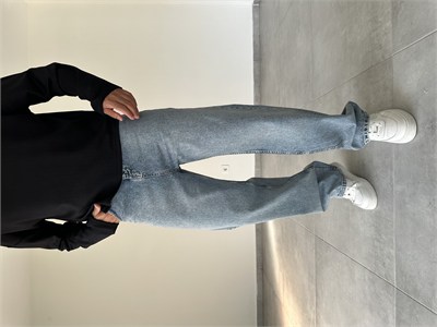 Asit Yıkama Rahat Kesim Baggy Kot Pantolon