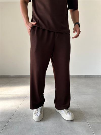 Modal Kumaş Kahve Renk Rahat Kesim Baggy Pantolon