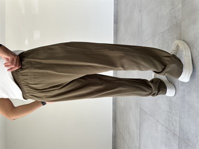 Modal Kumaş Haki Yeşil Renk Basic Baggy Pantolon